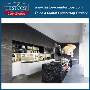 China Nero Margiua China High Polished Marble Countertops, Durable Natural Stone for Kitchen Bartop& Work Top & Island Tops