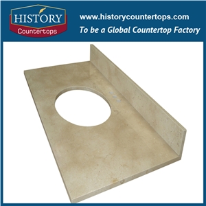 Crema Marfil Kitchen Island Tops Worktops with Customized Edges, Natural Marble Stone Beige Countertops Polished Surface for Multi-Family Projects