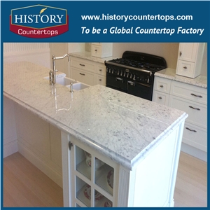 Italy Natural Stone Venata White Marble Kitchen Island Top Worktops Polished Surface, Engineered Countertops with Customized Edges for Multi-Family Projects