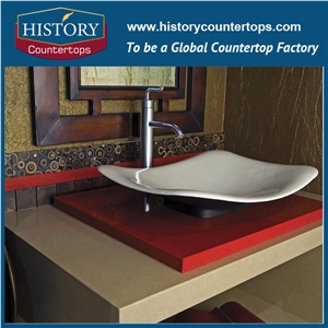 Kamari Beige Quartz Countertops Artificial Durable Stone Can Be Polished, Sawn Cut, Sanded, Economical Choice Popular in Bathroom Counter Tops Style for Custom Hospitality & Multi-Family Projects