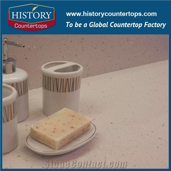 Kamari Beige Quartz Countertops Artificial Durable Stone Can Be Polished, Sawn Cut, Sanded, Economical Choice Popular in Bathroom Counter Tops Style for Custom Hospitality & Multi-Family Projects