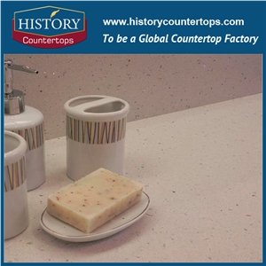 Kamari Beige Quartz Countertops Artificial Durable Stone Can Be Polished, Sawn Cut, Sanded, Economical Choice Popular in Bathroom Counter Tops Style for Custom Hospitality & Multi-Family Projects