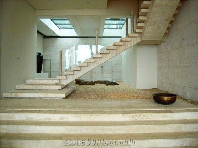 Luxurious Residential Staircase Material:Travertino Navona