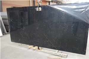 V0611 Slabs / Black Quartz with Marble Vein , Polished Tiles & Slabs , Floor Covering Tiles, Quart Wall Covering Tiles,Quartz Skirting