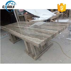 12 Seaters Long and Big Grey Travertine Dining Tables