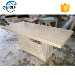6 Seaters White Travertine Dinner Table