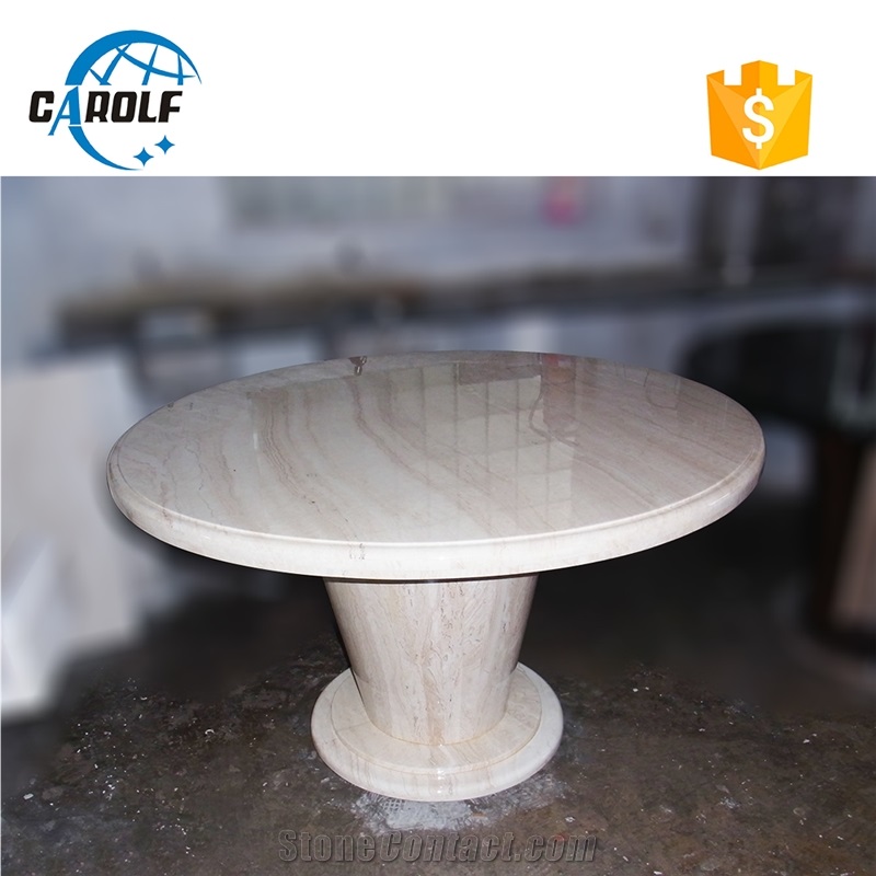 8 Seater White Travertine Full Marble Dining Table