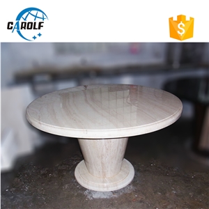 8 Seater White Travertine Full Marble Dining Table