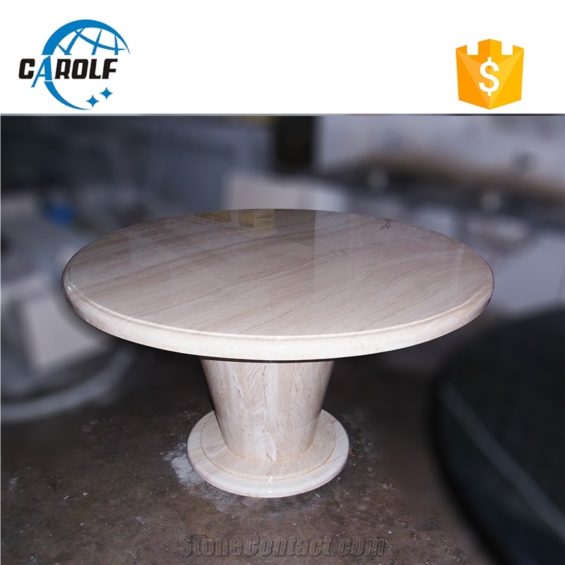8 Seater White Travertine Full Marble Dining Table