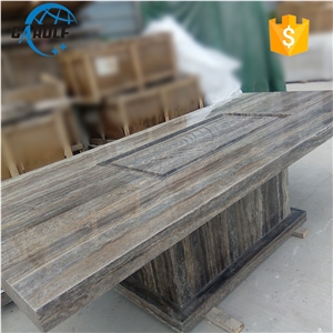 Big Size 12 Seaters Gray Travertine Dining Table