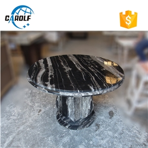 Black Full Marble Living Room Dining Table with Strong Base