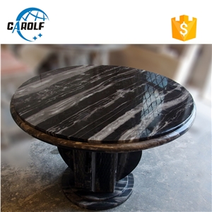 Black Full Marble Living Room Dining Table with Strong Base