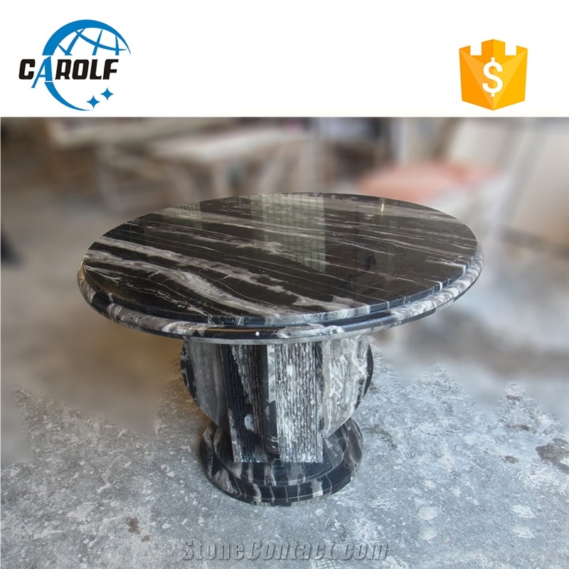 Black Full Marble Living Room Dining Table with Strong Base