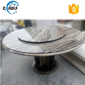 Gray Travertine 6 Seater Dining Table with Lazy Susan Gray Travertine 6 Seater Dining Table with Lazy Susan
