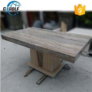 Natural Grey Travertine Dining Table