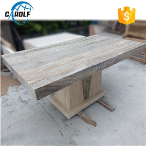 Natural Grey Travertine Dining Table