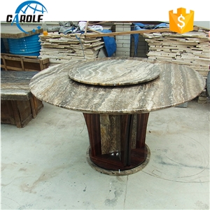 Round 6 Seaters Grey Marble Travertine Dining Table