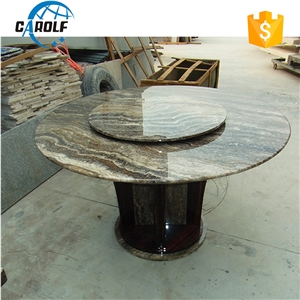 Round 6 Seaters Grey Marble Travertine Dining Table