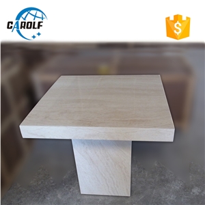White Travertin Square Dining Table for Restaurant Room