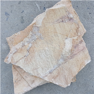 China Irregular Random Flagstone Beige Yellow Slate Pavers Split Nature Face Tile Landscaping Natural Stone for Indoor & Outdoor Patios Walkways Garden Courtyard Pool Decks Surrounding Project