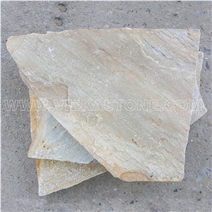 China Irregular Random Flagstone Beige Yellow Slate Pavers Split Nature Face Tile Landscaping Natural Stone for Indoor & Outdoor Patios Walkways Garden Courtyard Pool Decks Surrounding Project
