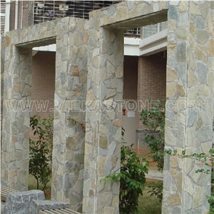 China Irregular Random Flagstone Beige Yellow Slate Pavers Split Nature Face Tile Landscaping Natural Stone for Indoor & Outdoor Patios Walkways Garden Courtyard Pool Decks Surrounding Project