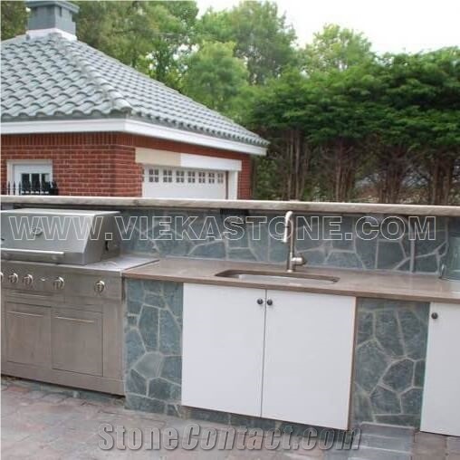 China Irregular Random Flagstone Green Grey P013 Slate Pavers Split Nature Face Tile Landscaping Natural Stone for Indoor & Outdoor Patios Walkways Garden Courtyard Pool Decks Surrounding Project