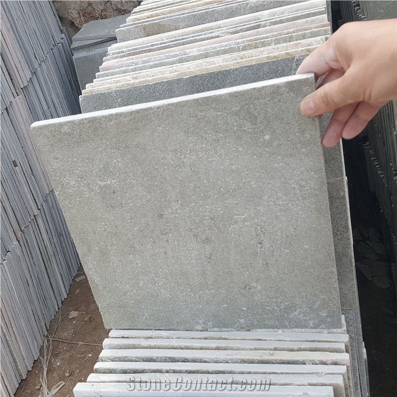 China P013 Green Grey Slate Tile Slab Nature Split Face Indoor and Outdoor Landscaping Building Paving Stone Pattern for Wall Cladding Covering and Floor Paver