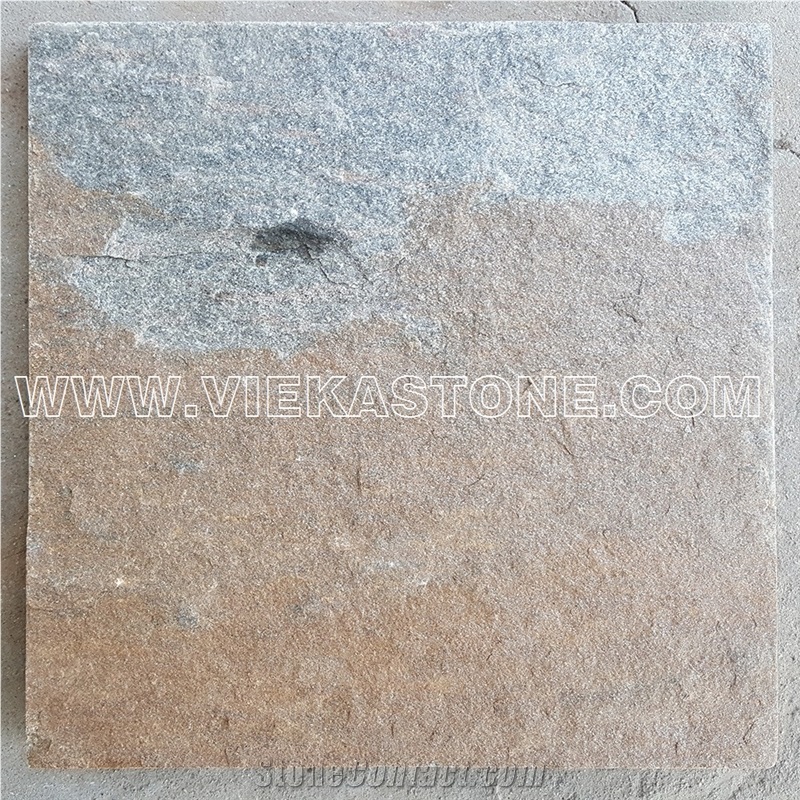 China Rusty Quartzite Tile Slab Indoor and Outdoor Landscaping Building Paving Stone Pattern for Wall Cladding Covering and Floor Paver