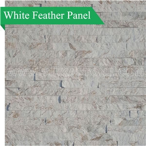 China White Feather Marble Natural Stacked Stone Wall Cladding Panel Ledge Stone Split Face Mosaic Ledgerstone Tile Landscaping Interior & Exterior Culture Stone 60x15cm