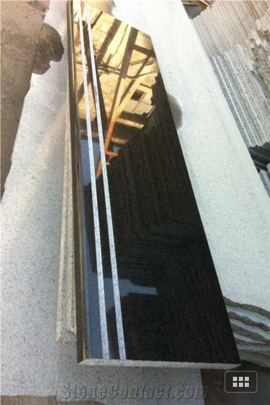 China Natural Stone Hebei Diamond Black/Black Diamond Granite Stairs/Steps/Risers, Polished/Honed/Flamed/Sandblasted Surface, Indoor and Outdoor Stairs Paving, Building Stone