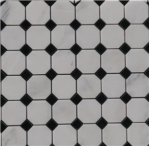 China Oriental Eastern White Marble Mosaic Tile with Polished/Tumbled/Split Surface Hexagon Shape for Indoor/Outdoor Floor Paving Wall Cladding Bathroom Washing Room Swimming Pool