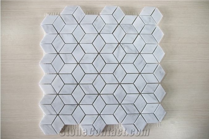 China Oriental Eastern White Marble Mosaic Tile with Polished/Tumbled/Split Surface Hexagon Shape for Indoor/Outdoor Floor Paving Wall Cladding Bathroom Washing Room Swimming Pool