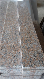 China Original Natural Stone G563 Guangxi Haitang Light Red Granite Stairs/Steps/Risers, Polished/Honed/Flamed/Sandblasted Surface, Indoor and Outdoor Stairs Paving, Building Stone Project Decoration