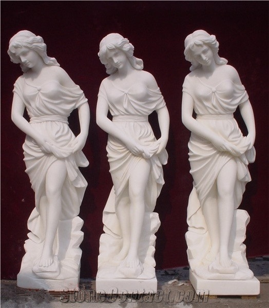 China Pure White Marble Western Style Elegant Women Statue Hand Carved Sculpture Religious Angel Human Figure with Polished Honed Antique Bush-Hammered Face for Landscape Garden with Low Price