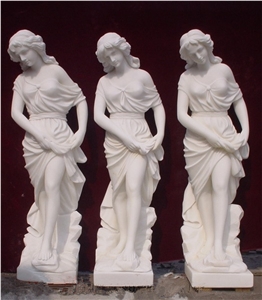 China Pure White Marble Western Style Elegant Women Statue Hand Carved Sculpture Religious Angel Human Figure with Polished Honed Antique Bush-Hammered Face for Landscape Garden with Low Price