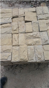 China Yellow Limestone Mushroomed Stone Tiles Slabs for Wall Cladding Cornerstone for Interior & Exterior Decoration