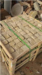 China Yellow Limestone Tiles Random Slabs with Polish Hone Antique Mushroom Surface for Flooring Covering Wall Cladding Interior & Exterior Decoration