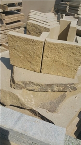 China Yellow Limestone Tiles Random Slabs with Polish Hone Antique Mushroom Surface for Flooring Covering Wall Cladding Interior & Exterior Decoration