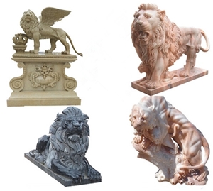 Chinese Style Marble & Granite Standing Sitting Lion Animal Sculpture Carving Stone for Exterior Landscape Garden Decoration
