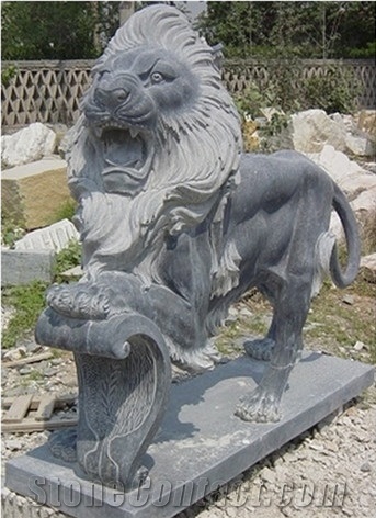 Chinese Style Marble & Granite Standing Sitting Lion Animal Sculpture Carving Stone for Exterior Landscape Garden Decoration