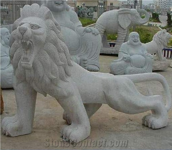 Chinese Style Marble & Granite Standing Sitting Lion Animal Sculpture Carving Stone for Exterior Landscape Garden Decoration