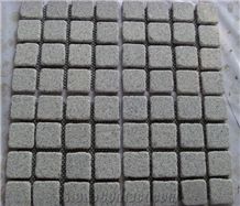 G654 China Impala Black Sesame Black Padang Dark Grey Granite Cobbles Cube Stone on Net Of Square/Fan Different Shape with Natural Split Flamed Tumble for Floor Driveway Walkway Paver Garden Landscape