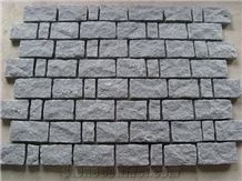 G654 China Impala Black Sesame Black Padang Dark Grey Granite Cobbles Cube Stone on Net Of Square/Fan Different Shape with Natural Split Flamed Tumble for Floor Driveway Walkway Paver Garden Landscape