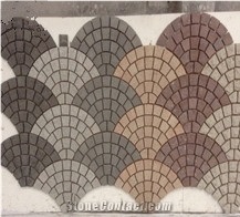 G666 Cheap China Red Porphyry Granite Cubestone Cobblestone Meshed on Net with Natural Split Flamed Tumbled for Outdoor Floor Covering Driveway Walkway Pavers Paving Set Garden Landscape