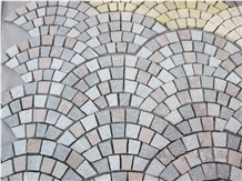 G666 Cheap China Red Porphyry Granite Cubestone Cobblestone Meshed on Net with Natural Split Flamed Tumbled for Outdoor Floor Covering Driveway Walkway Pavers Paving Set Garden Landscape