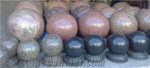 Granite Stone Balls Of White/Red/Black/Grey/Pink/Green/Blue Colors with Finishing Of Polished Antique Bush-Hammered Machine Cut Natural Cleft/Split for Landscape Ornament