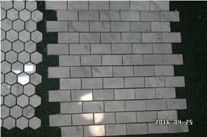 Italy Bianco Carrara White Marble Mosaic Polished/Tumbled/Split Surface Hexagon Shape for Indoor/Outdoor Floor Paving Wall Cladding Bathroom Washing Room Swimming Pool