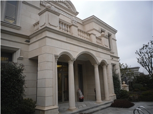 Thala Beige Tunisia Limestone Marble Building Walling Slab Tile Stair Step Window Sill Door Balustrade Railing Column Pier Cap Quoin Mushroom Cultured Stone Ledge with Honed Antique Face