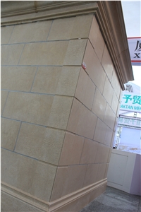 Thala Beige Tunisia Limestone Marble Building Walling Slab Tile Stair Step Window Sill Door Balustrade Railing Column Pier Cap Quoin Mushroom Cultured Stone Ledge with Honed Antique Face